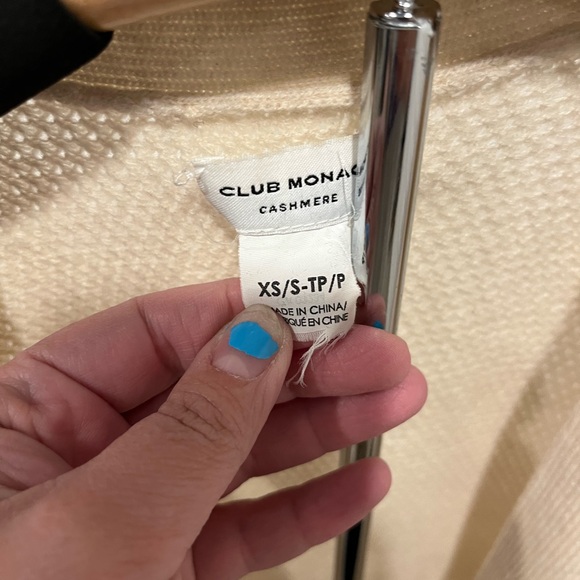 Club Monaco Cream Fringe Cardigan - Picture 5 of 7